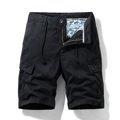 Men Solid Cotton Cargo Shorts