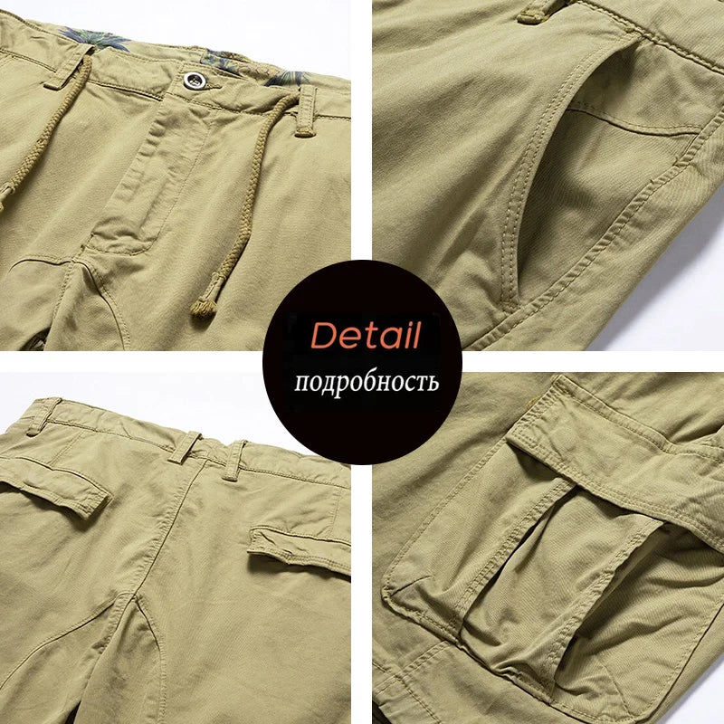 Men Solid Cotton Cargo Shorts