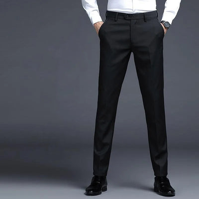 Solid Breathable Business Casual Trousers