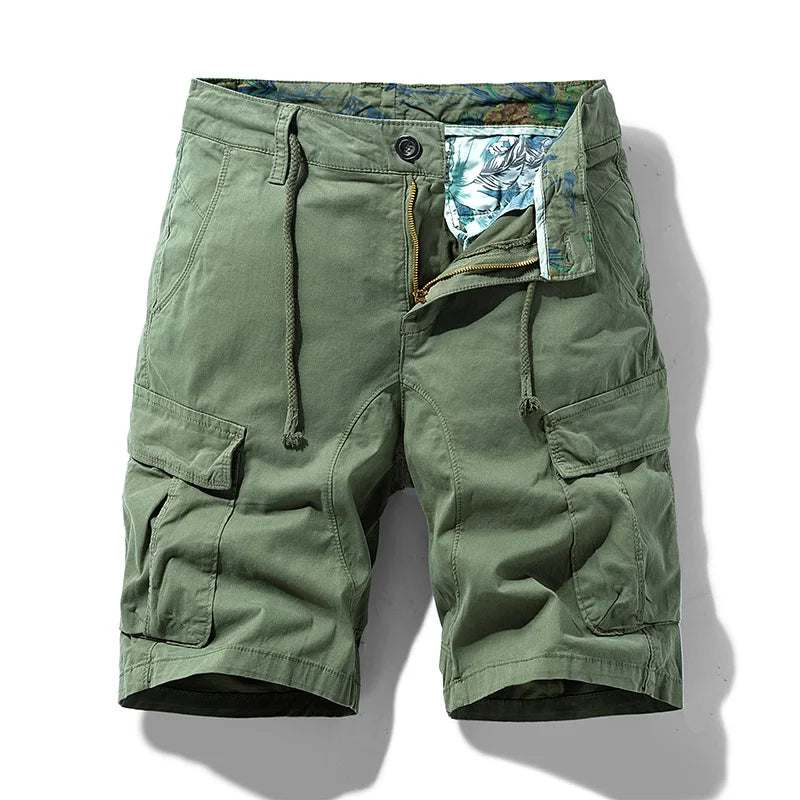 Men Solid Cotton Cargo Shorts