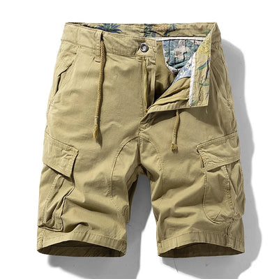 Men Solid Cotton Cargo Shorts