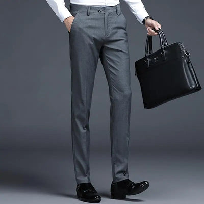 Solid Breathable Business Casual Trousers