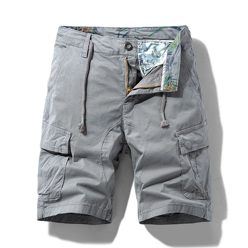 Men Solid Cotton Cargo Shorts