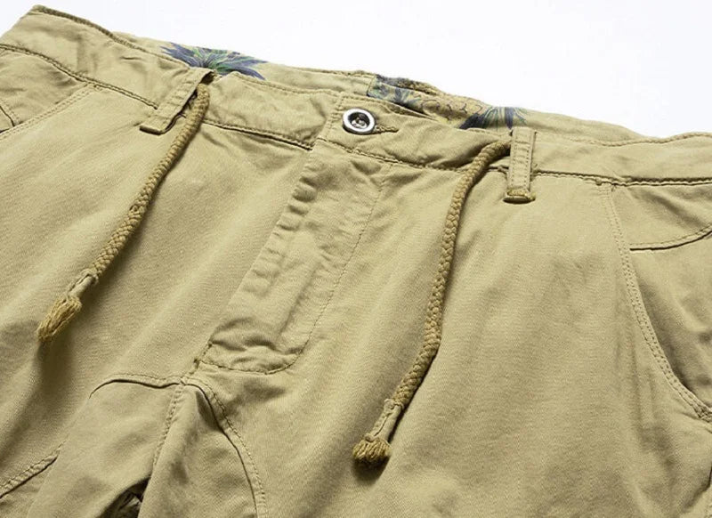 Men Solid Cotton Cargo Shorts