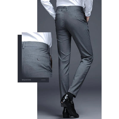 Solid Breathable Business Casual Trousers