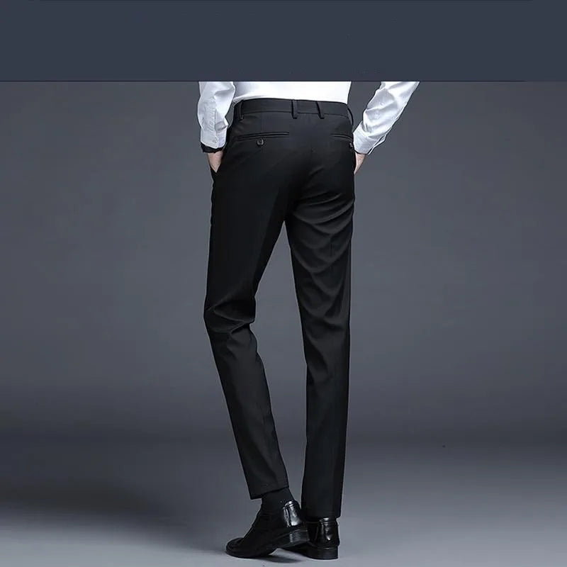 Solid Breathable Business Casual Trousers