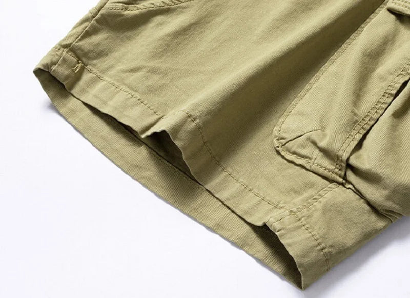 Men Solid Cotton Cargo Shorts