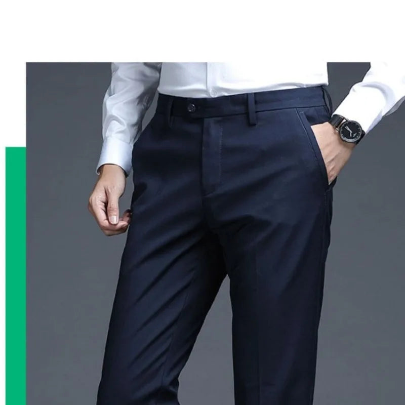 Solid Breathable Business Casual Trousers