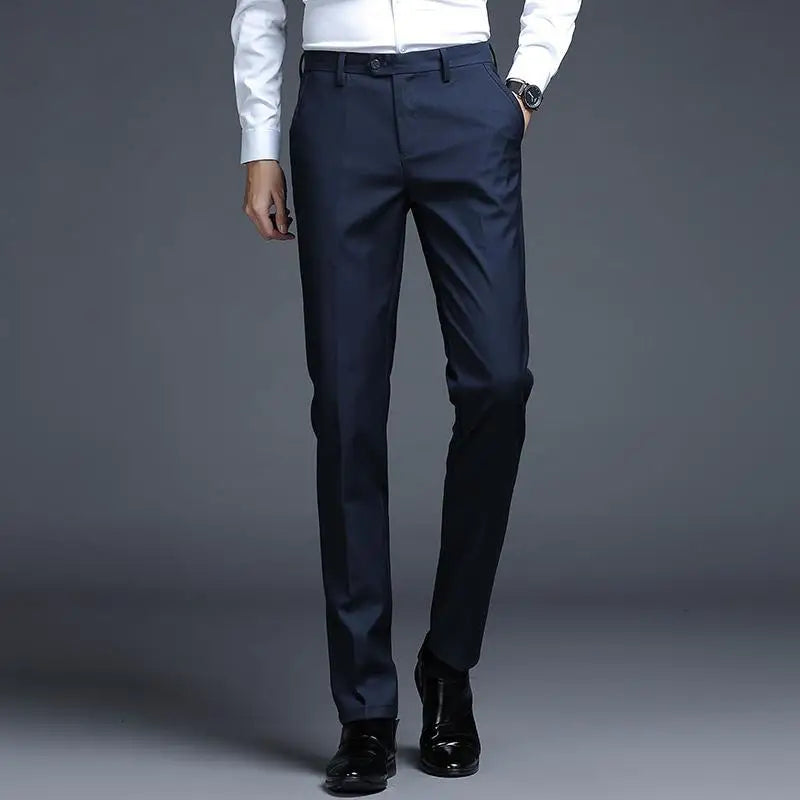 Solid Breathable Business Casual Trousers