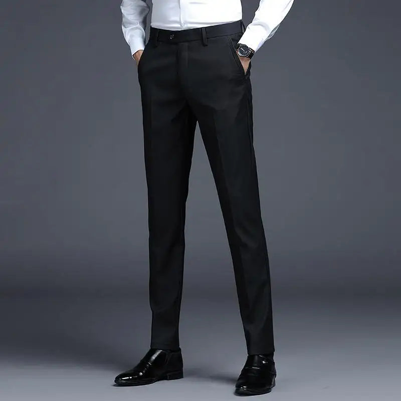 Solid Breathable Business Casual Trousers