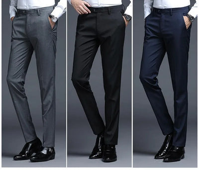 Solid Breathable Business Casual Trousers