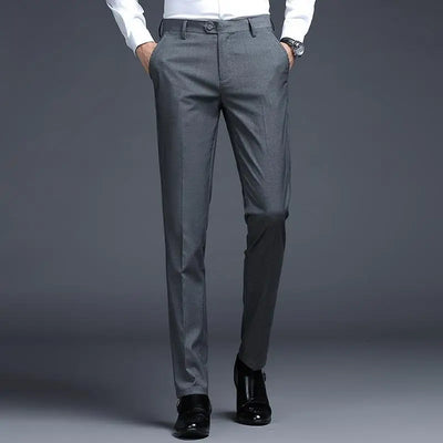 Solid Breathable Business Casual Trousers