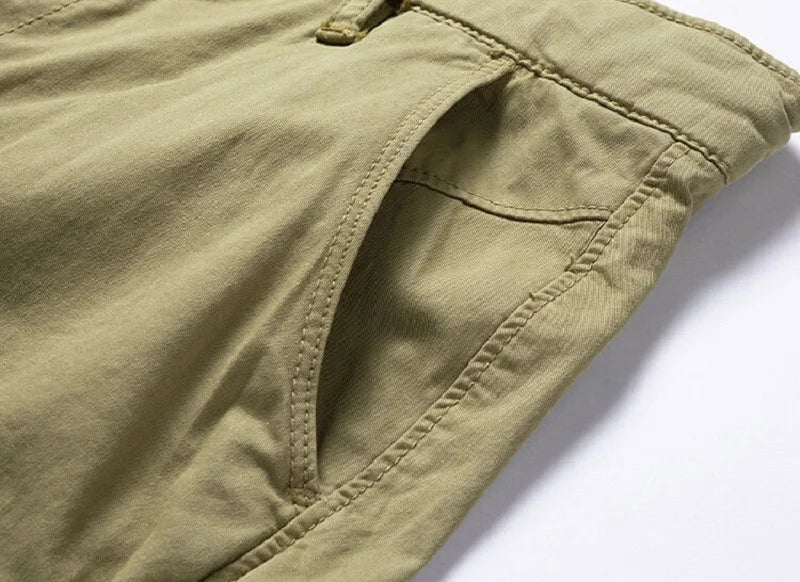 Men Solid Cotton Cargo Shorts