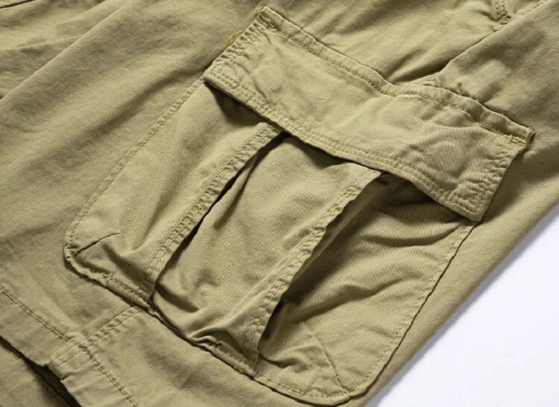 Men Solid Cotton Cargo Shorts