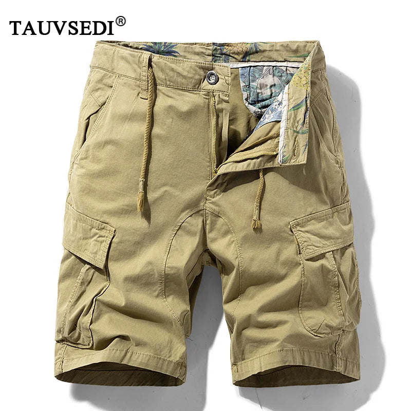 Men Solid Cotton Cargo Shorts