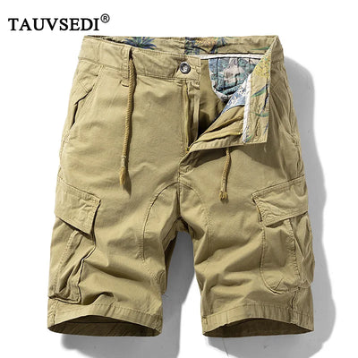 Men Solid Cotton Cargo Shorts