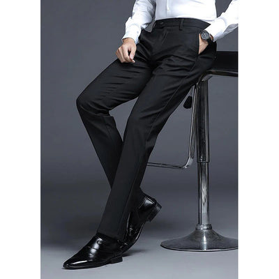 Solid Breathable Business Casual Trousers